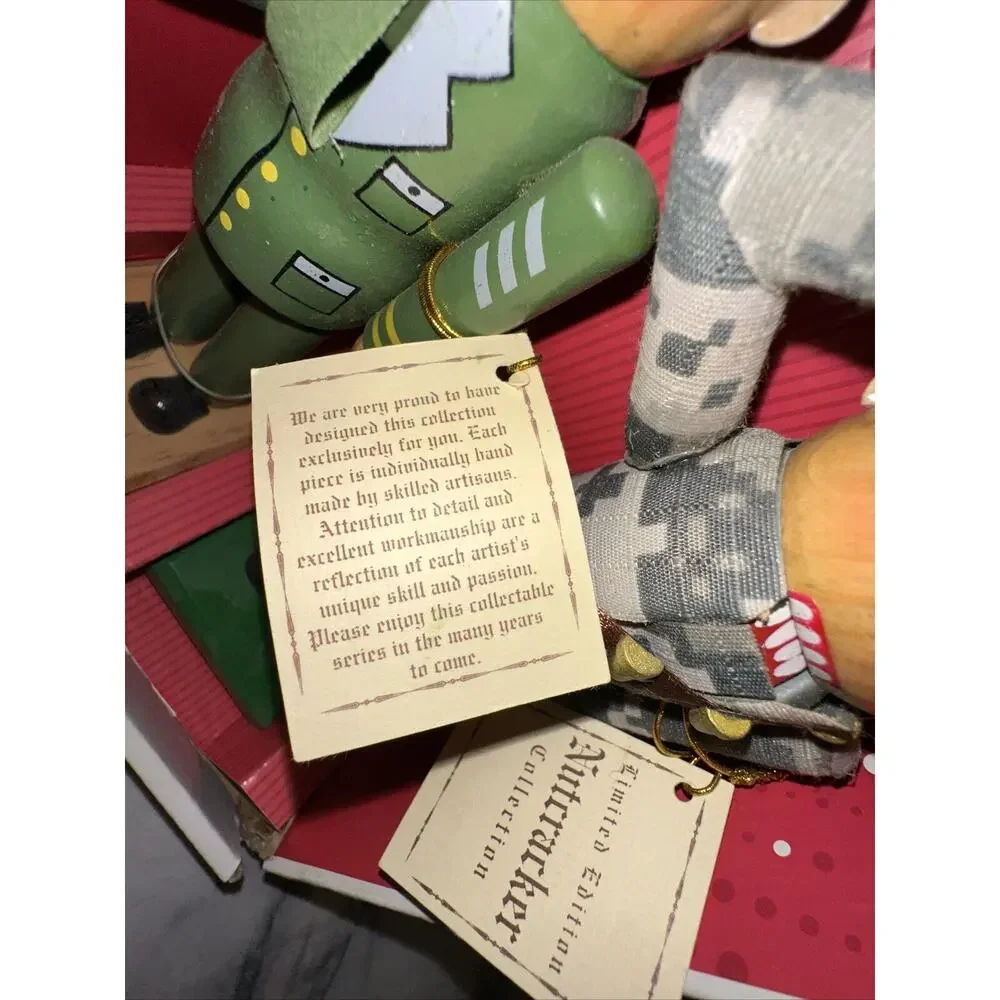2 NEW 2010 Handmade Military Soldier Nutcracker‎ Set Marines Army Hand Numbered